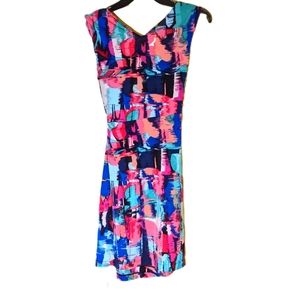 BCBG wrap multicolor dress, practically new, vibrant colors lightweight,…
